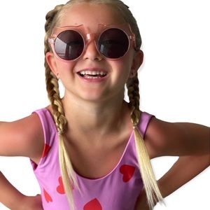 DIFF Lucky Cat Sunglasses Rose Crystal Frame Grey Lenses Kids Sunnies NWT